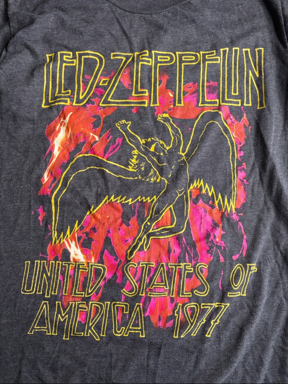 Led Zeppelin Short Sleeve Band Tee - Black with Pink & Yellow Graphic